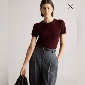 Quince Mongolian Cashmere Tee Burgundy Medium